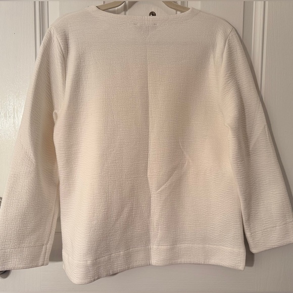 J. Crew Off-White Textured Top with Black Velvet Bow Accent - Picture 3 of 3